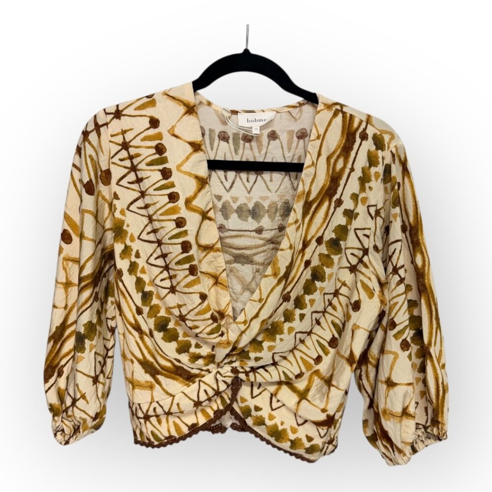 Böhme Printed Wrap Blouse – Size M NWT